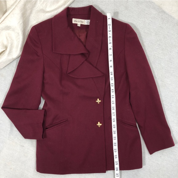 Pure New wool blazer holiday suit coat ruffled lapel gold metal buttons size 38 - Picture 7 of 9